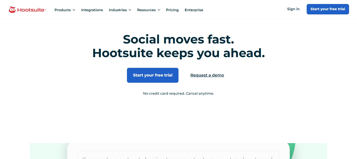 Hootsuite homepage