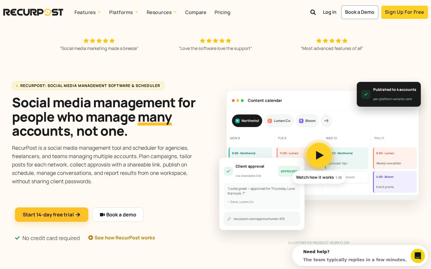 RecurPost homepage