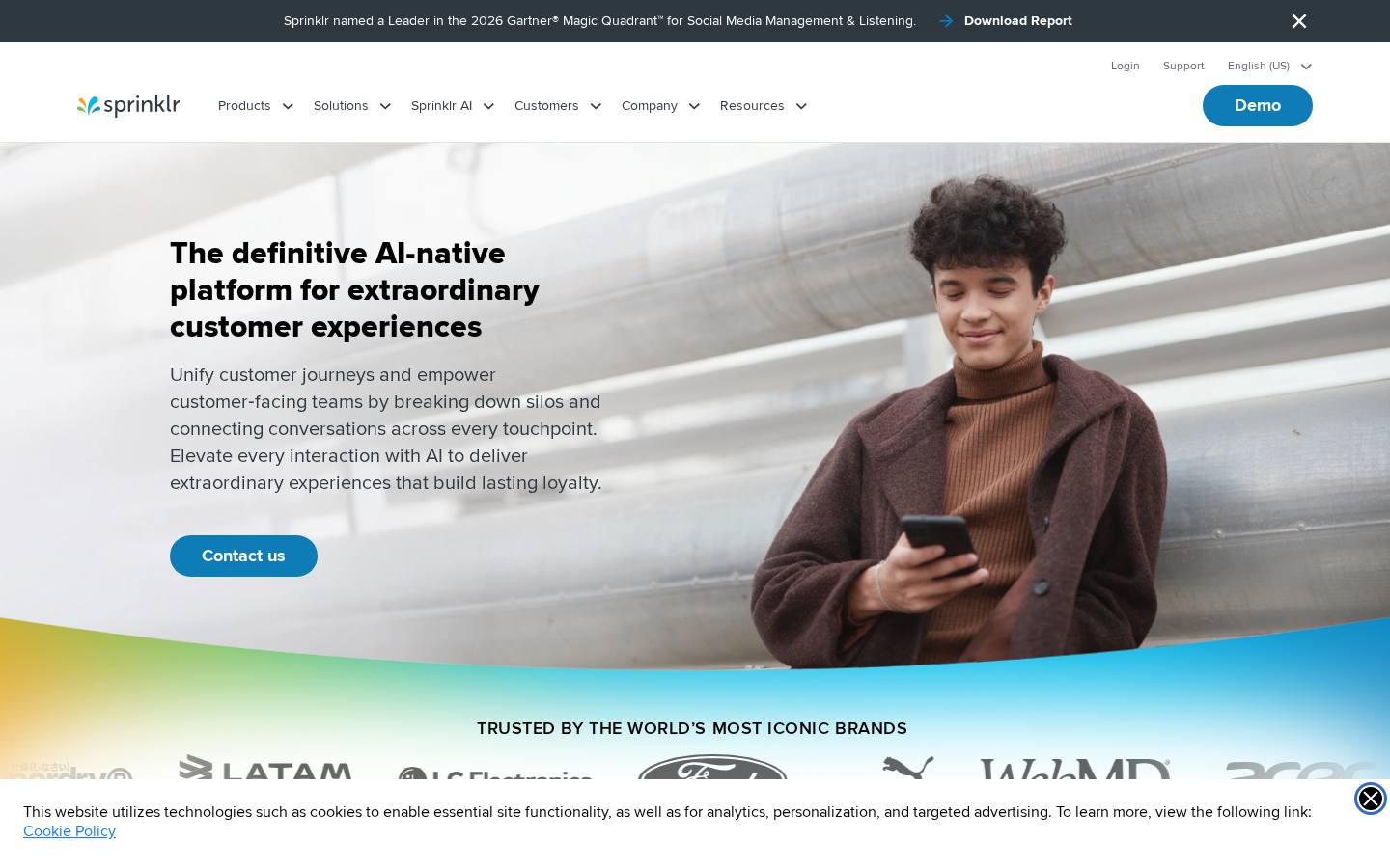 Sprinklr homepage