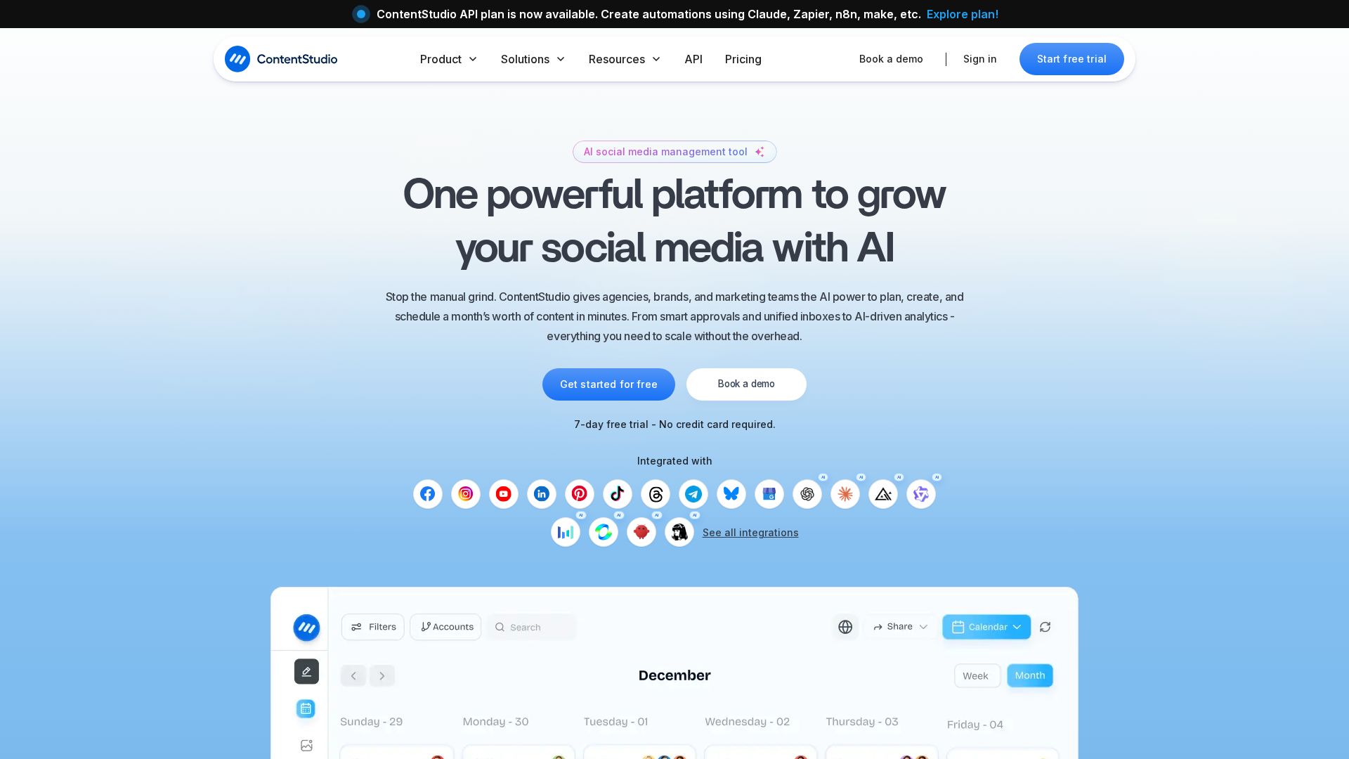 ContentStudio content discovery landing page