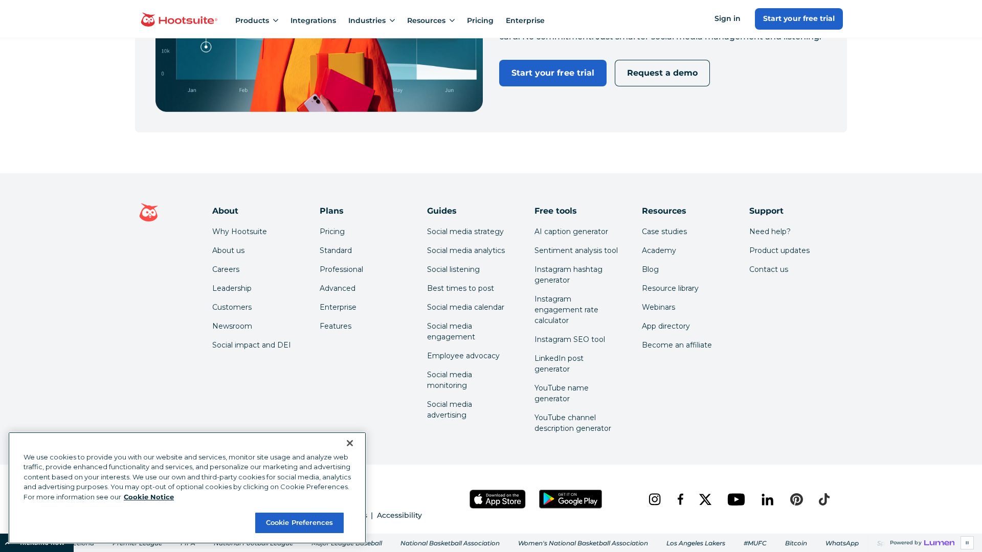 Hootsuite enterprise social media management landing page