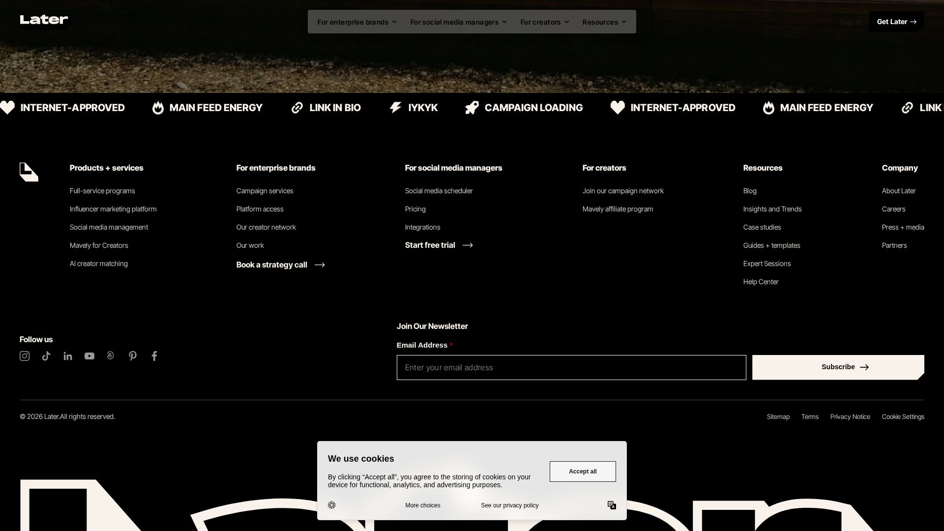 Later social media scheduler landing page