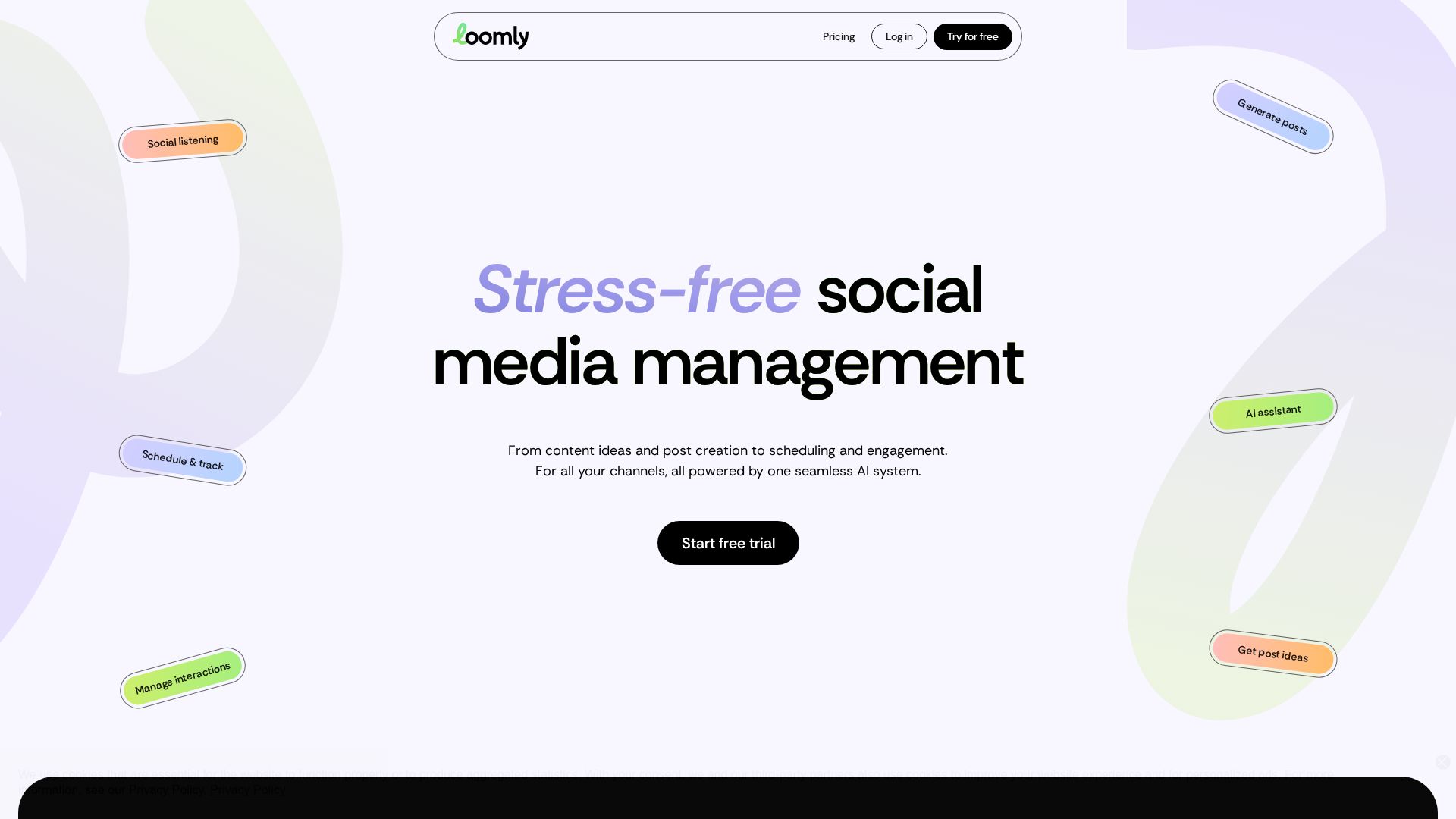 Loomly content ideation tool landing page