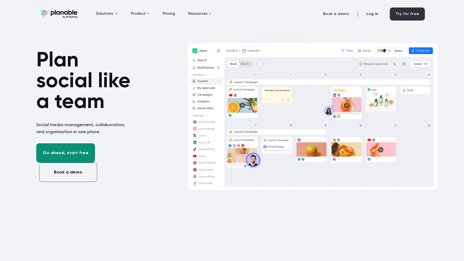 Planable content collaboration landing page