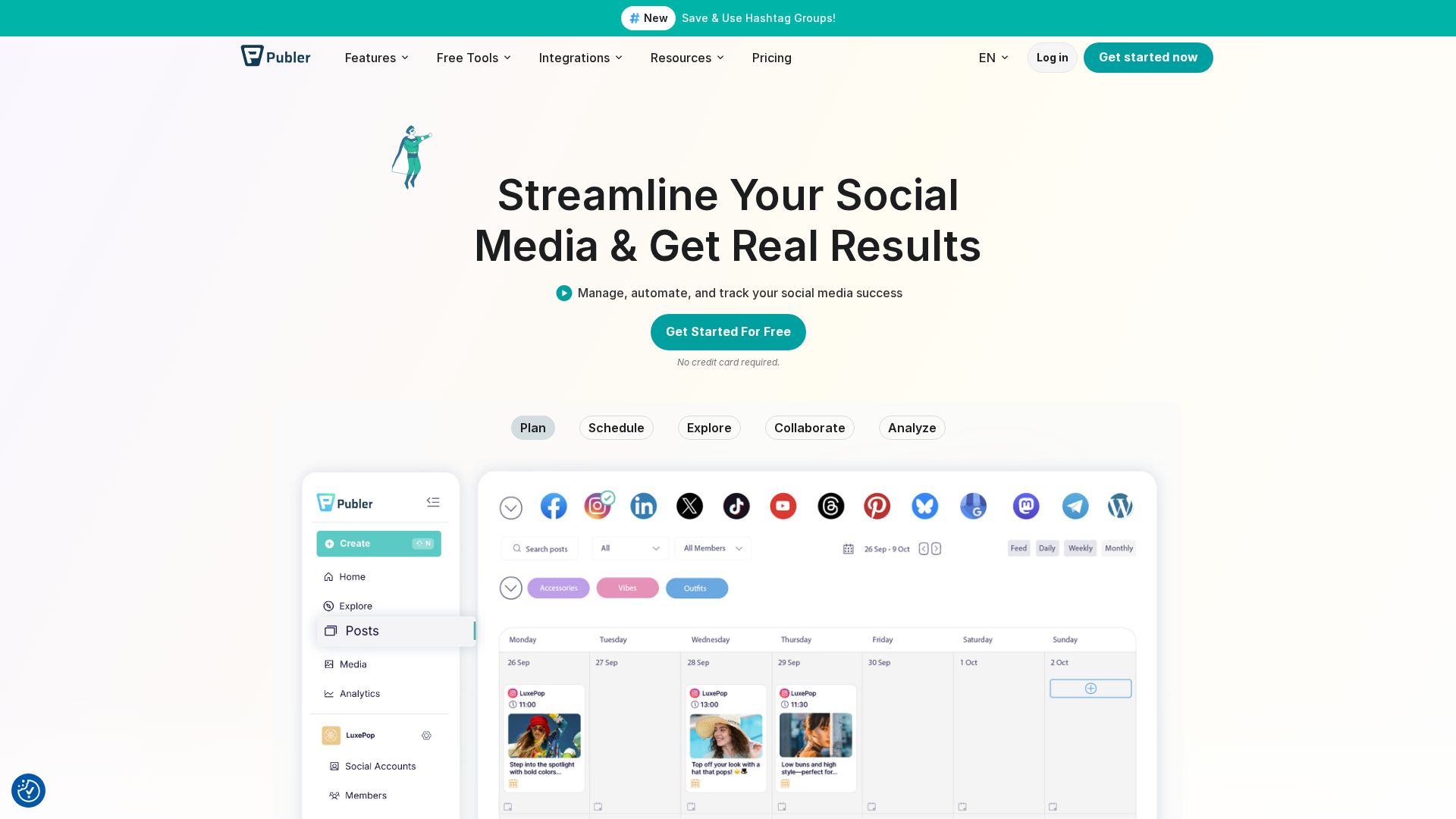 Publer bulk social media scheduling landing page