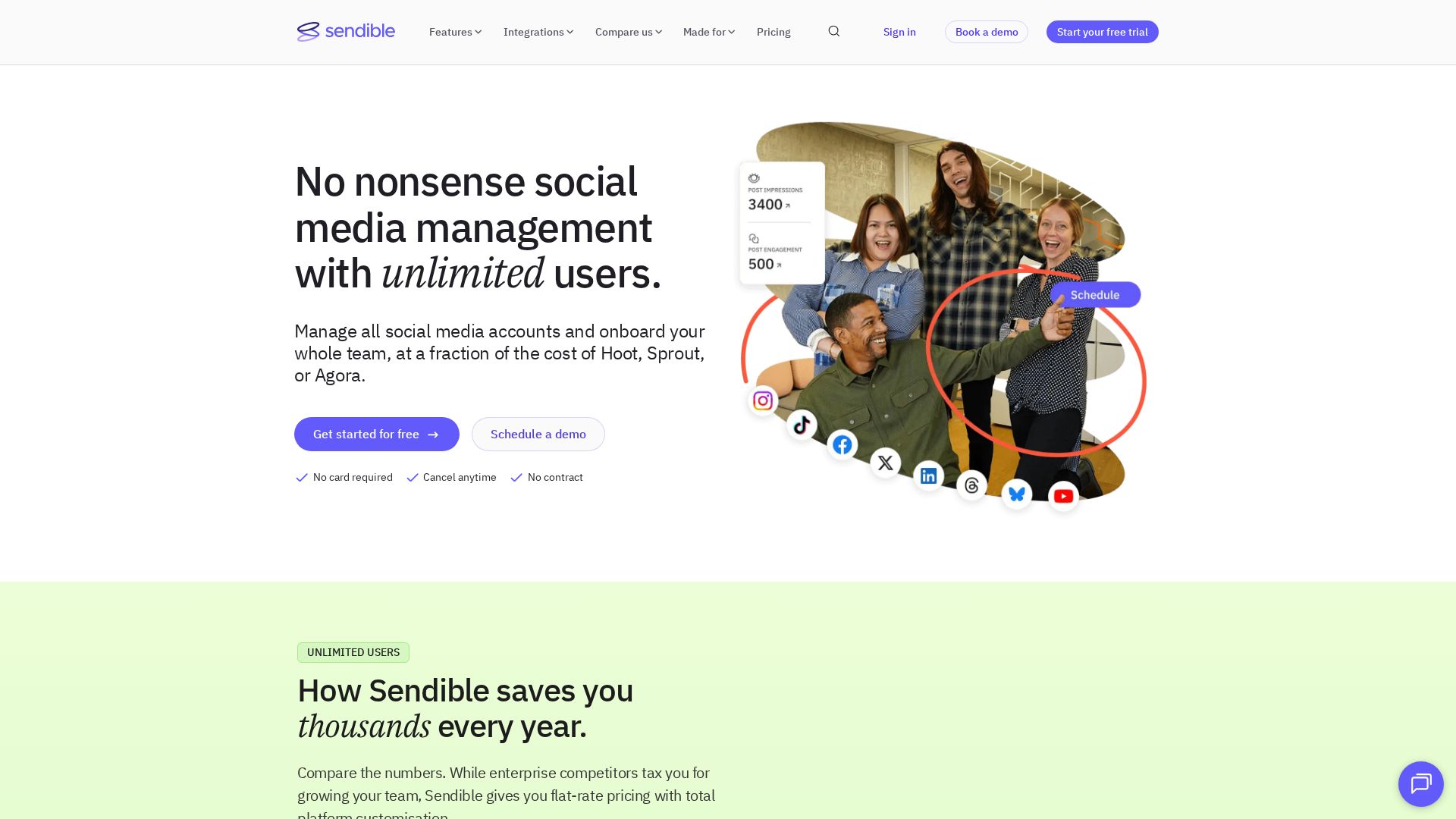 Sendible client management for agencies landing page