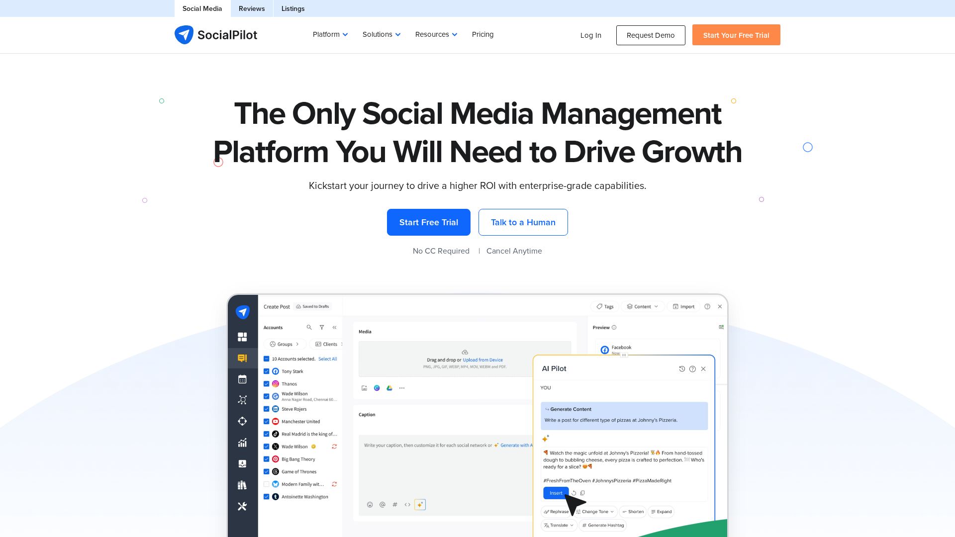 SocialPilot white label agency landing page