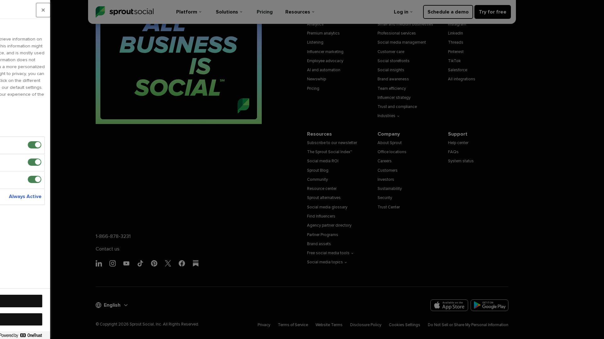 Sprout Social social media management landing page