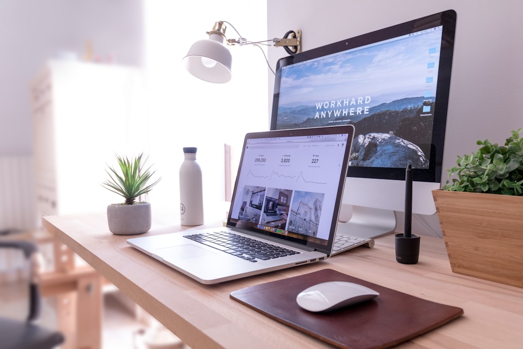 Content creator workspace with multiple screens